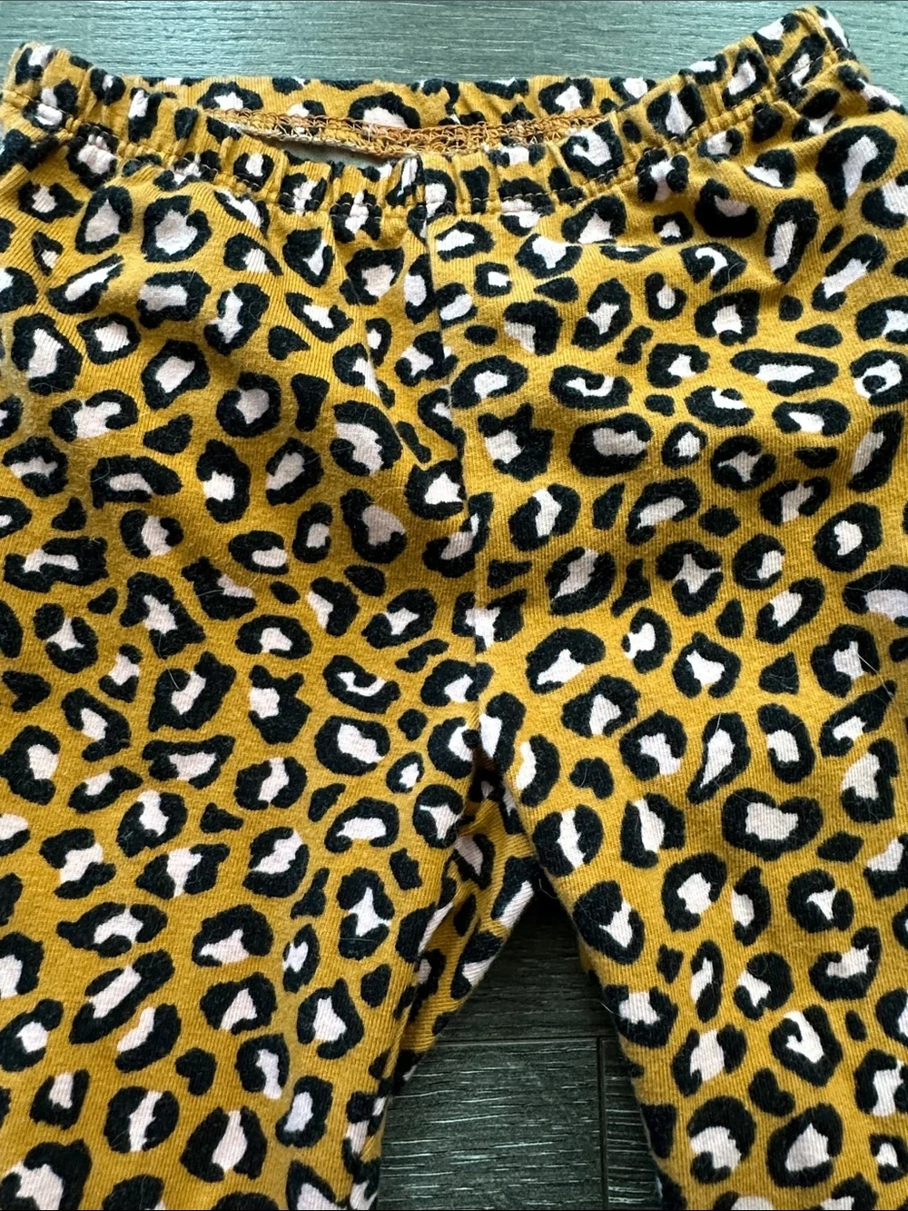Old Navy Girls' Mustard Leopard Print Leggings with Pink Accents